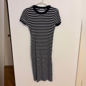 Pink Blush Staccato Striped Black and White Short Sleeve Knit Maternity Dress
